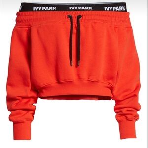 Ivypark x Beyoncé Red Cropped Off the Shoulder Sweatshirt Sz. S‎